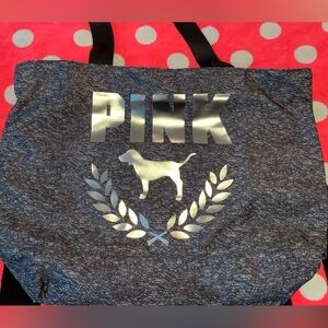 NWT VS PINK Heather Gray Silver Foil Tote